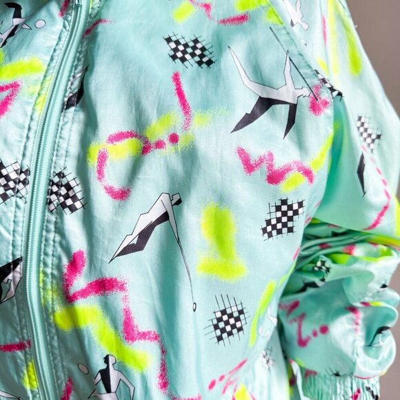 Vintage Puma Volleyball Print Turquoise Bright 2 Piece Warm up Track Suit 42/M - Picture 5 of 16